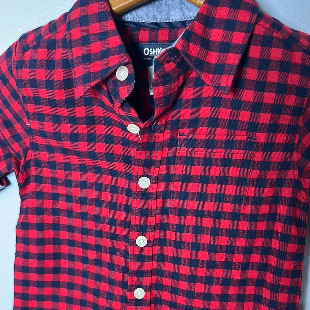 OshKosh B'gosh Red Plaid Kids Shirt Boy’s Button Up 3T New
